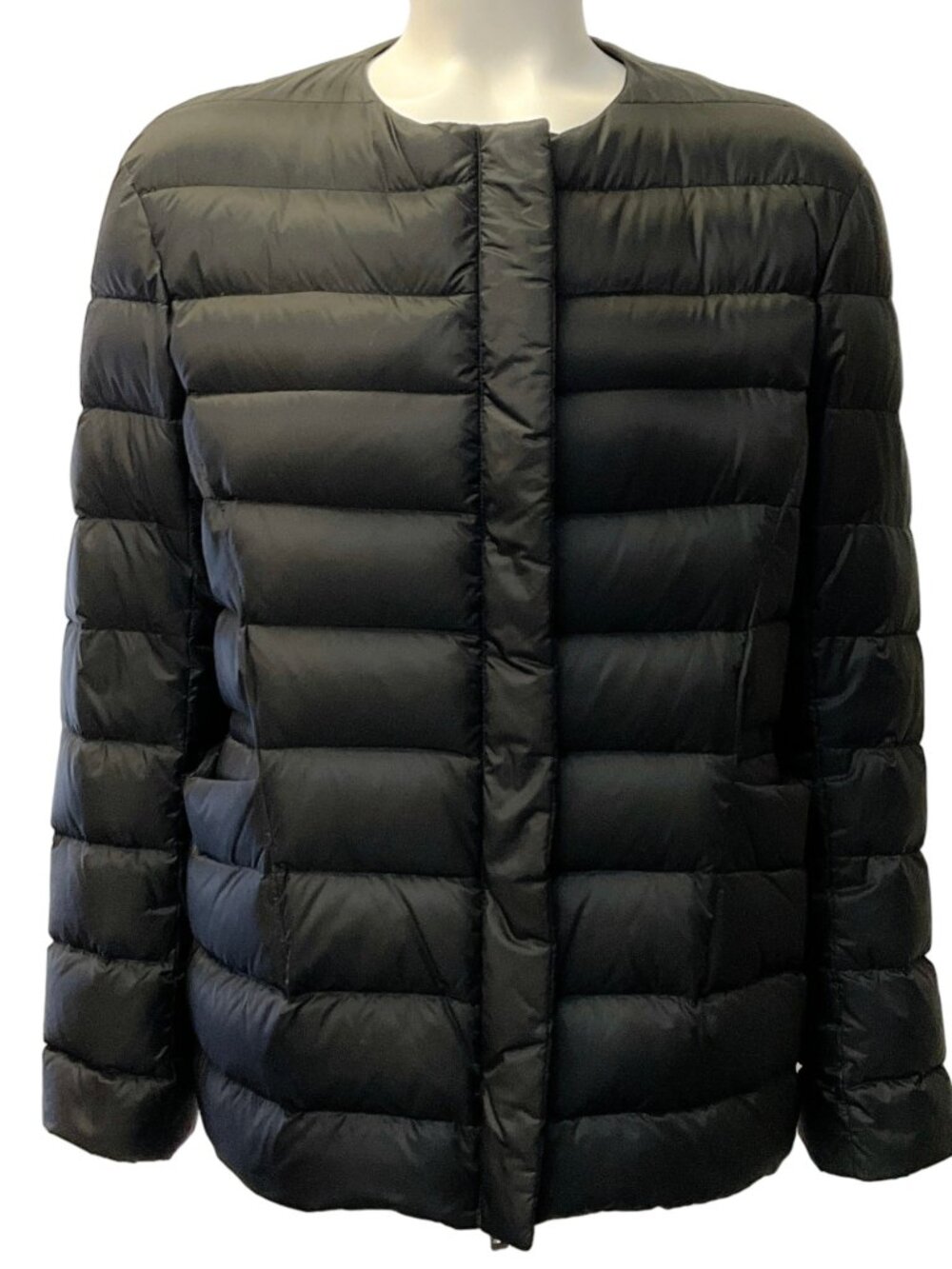 Jil Sander Black Collarless Puffer Jacket